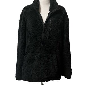 Victoria’s Secret PINK line black Sherpa half zip sweatshirt, medium